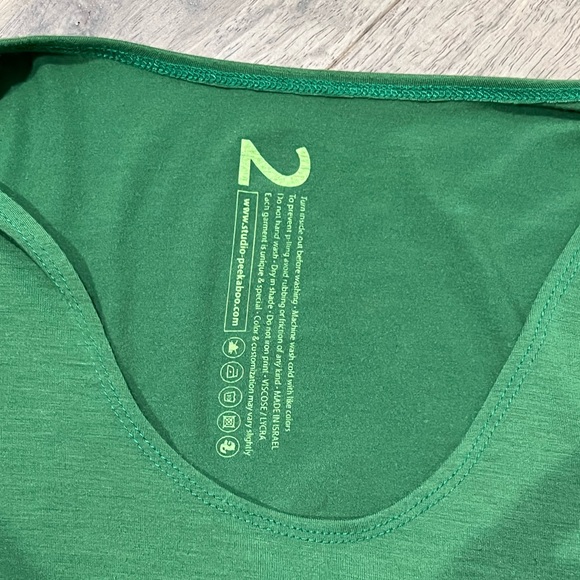 Maternity knit stretch dress with nursing overlay peek-a-boo top - Picture 6 of 8